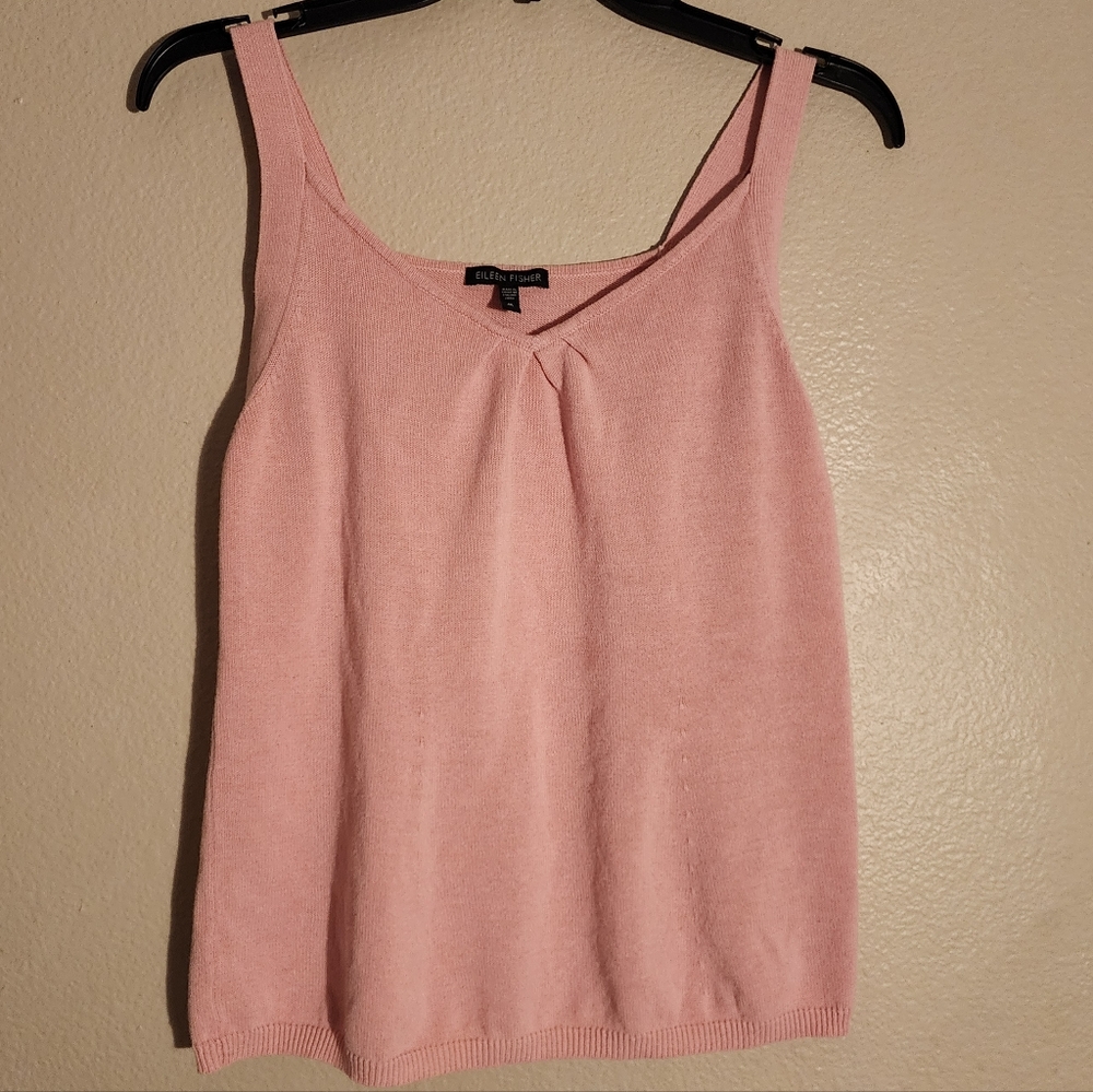 Eileen Fisher Pink Silk Blend  V-Neck Knit Tank Top M